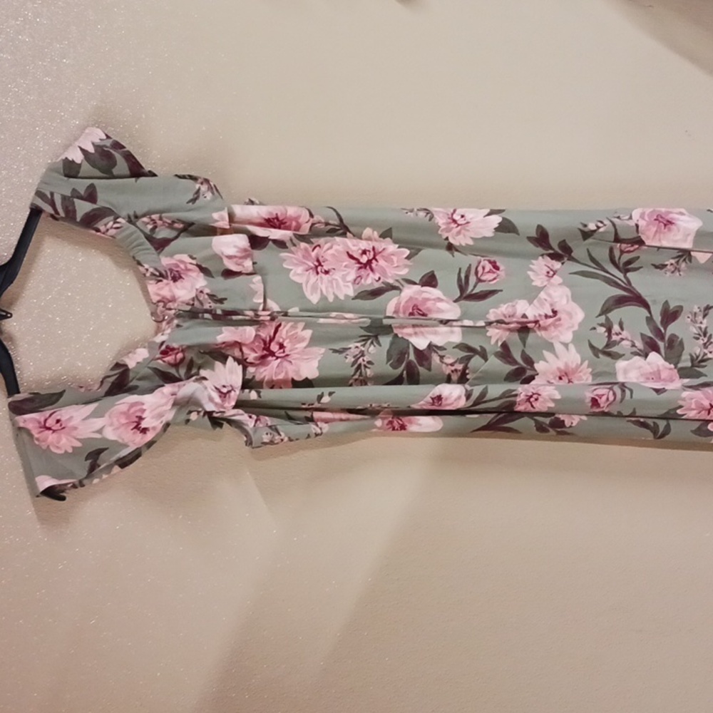 Derek Heart ❤️ Sleeveless Dress green with pink floral pattern size 3x